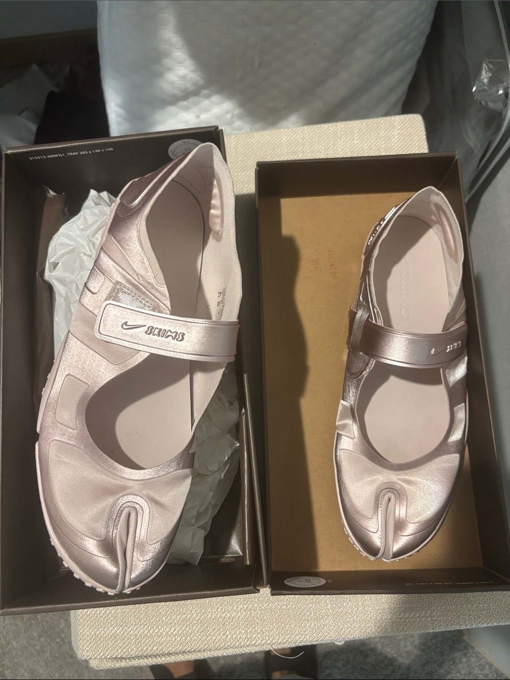 Nike Women's Satin Ballet Slip-On Flats in Light Pink